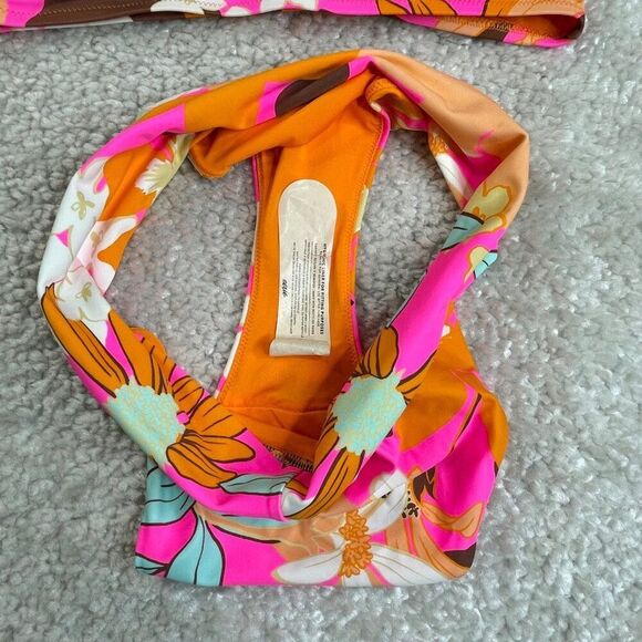 Aerie Floral Hi Cut Cheeky Bottom Scoop Top Swim Set Large NEW - Picture 6 of 10